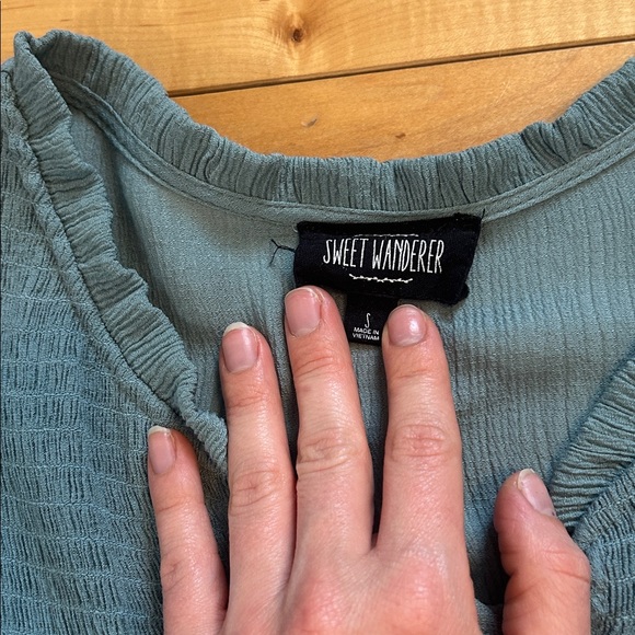 Sweet Wanderer Teal Tiered Midi Dress with Tie Neck - Picture 10 of 16